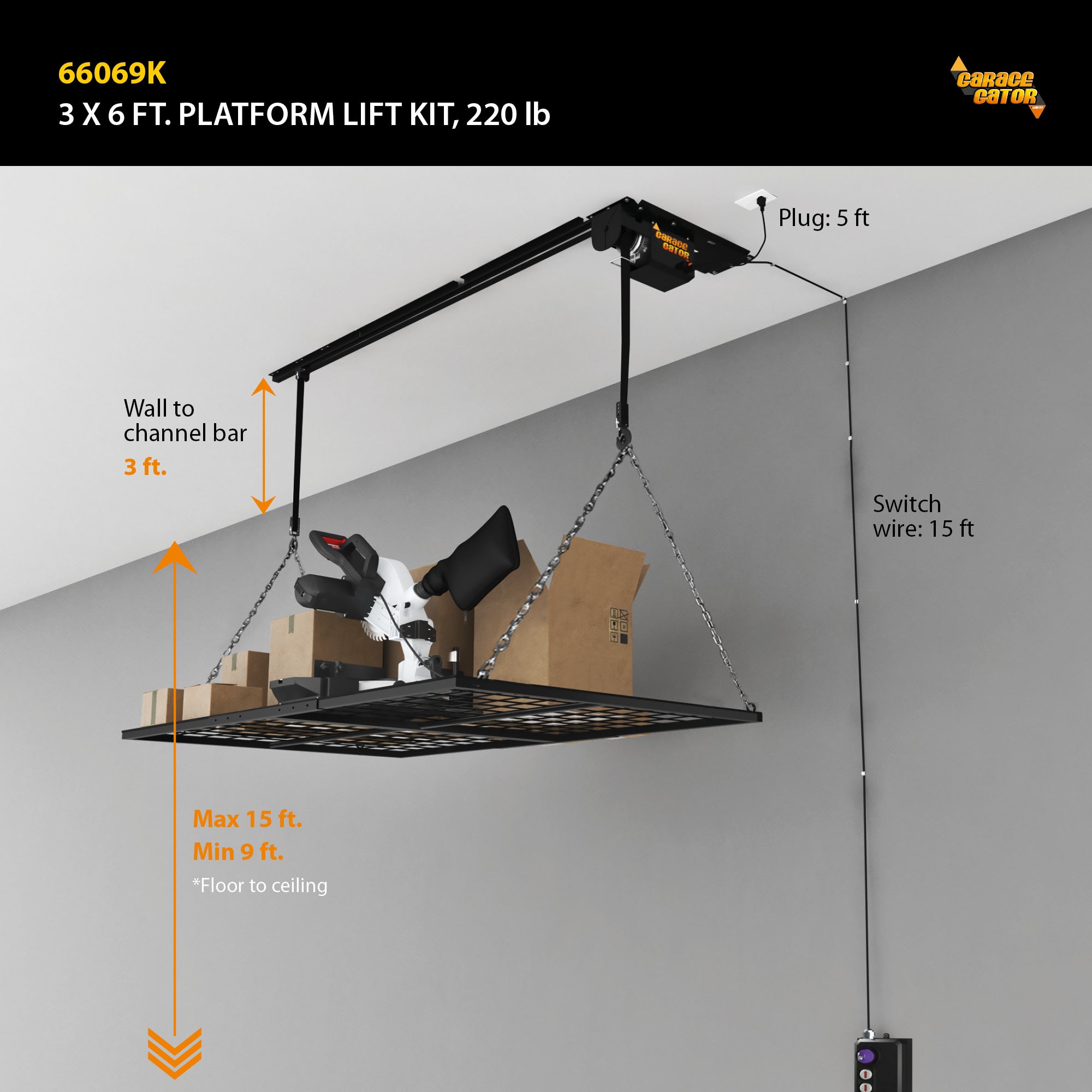 Garage Gator 3 ft x 6 ft Platform 220 lb Lift Kit