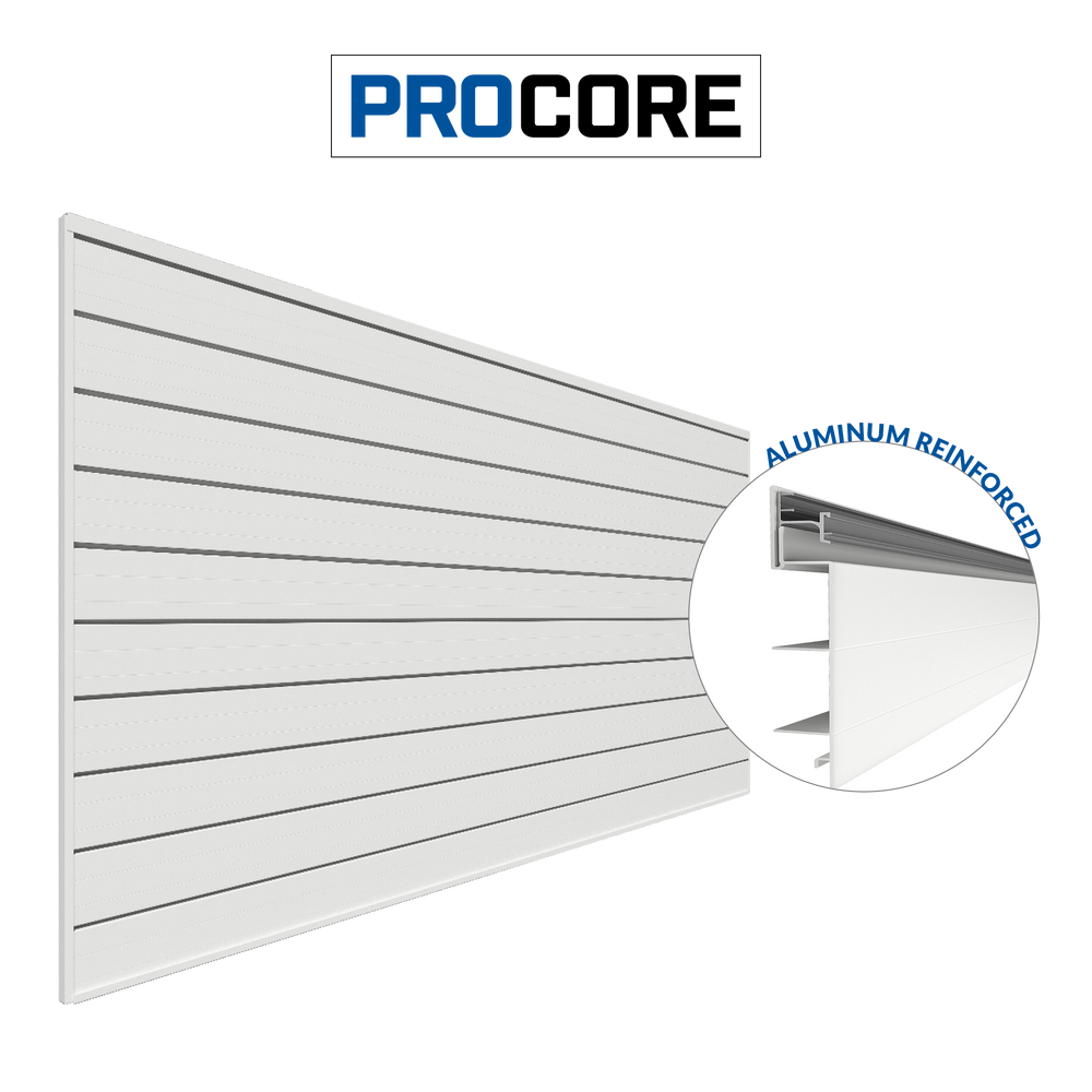8 ft.  x 4 ft. PROCORE PVC Slatwall – White