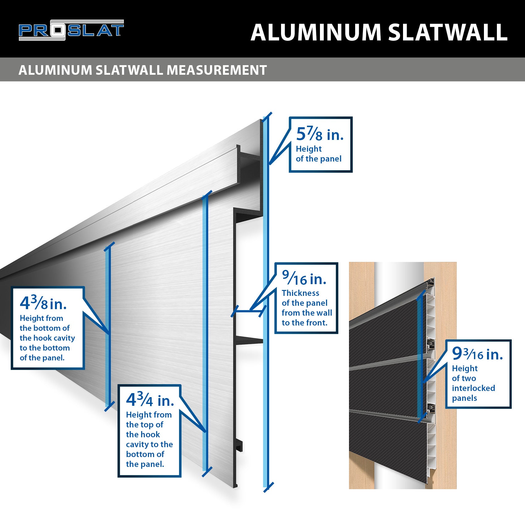 4 x 4 ft. Aluminium Slatwall