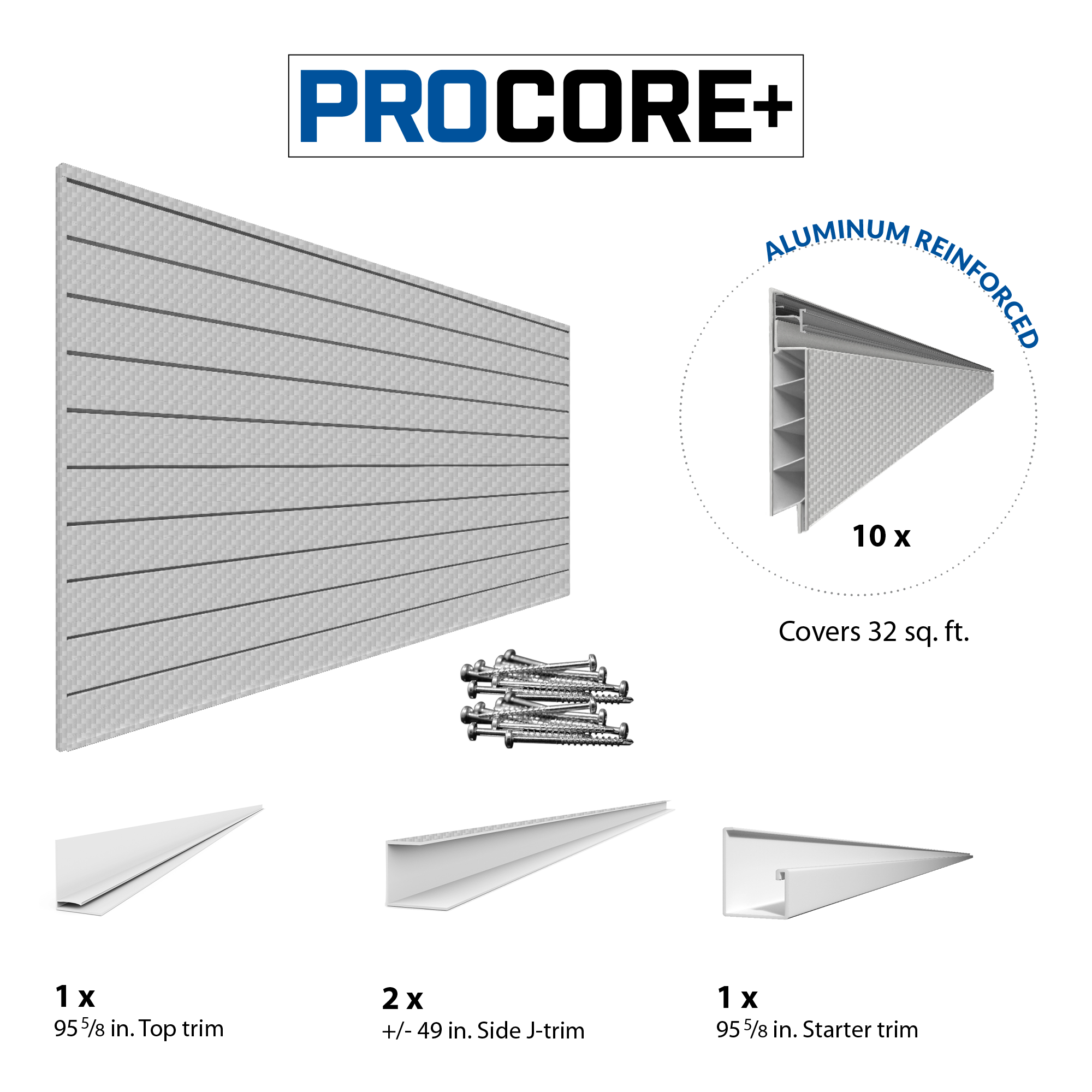 4 x 8 ft. PROCORE+ Silver gray Carbon fiber PVC Slatwall