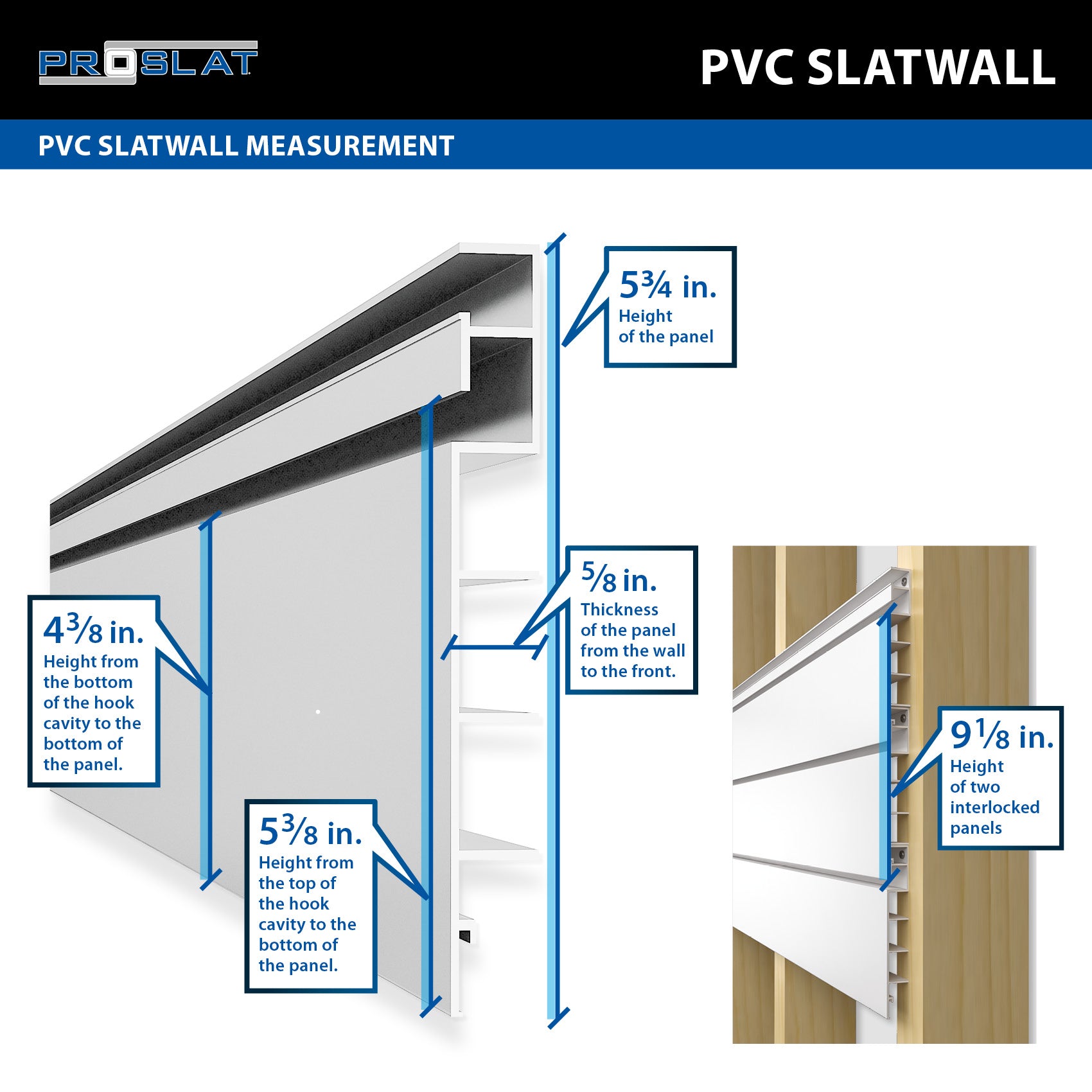 4 ft. x 8 ft. PVC Slatwall – 3 pack 96 sq ft