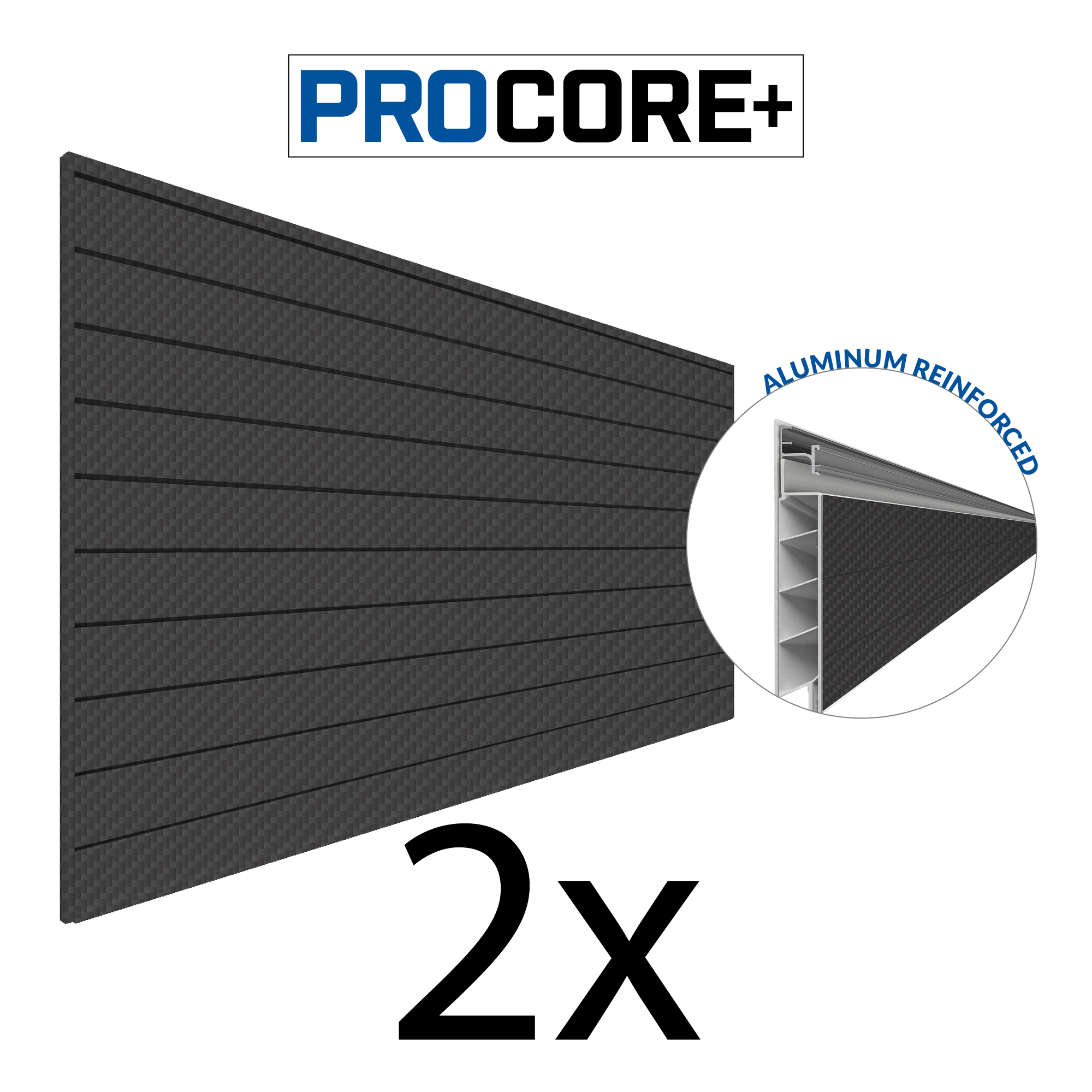 4 x 8 ft. PROCORE+ Black Carbon Fiber PVC Slatwall – 2 Pack 64 sq ft
